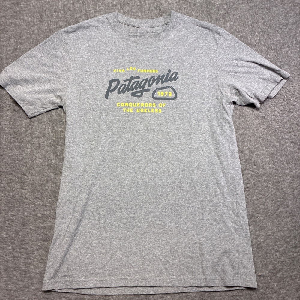 Patagonia T-Shirt Mens Medium Gray Casual Graphic Short Sleeve Hiking Climbing - Picture 2 of 10